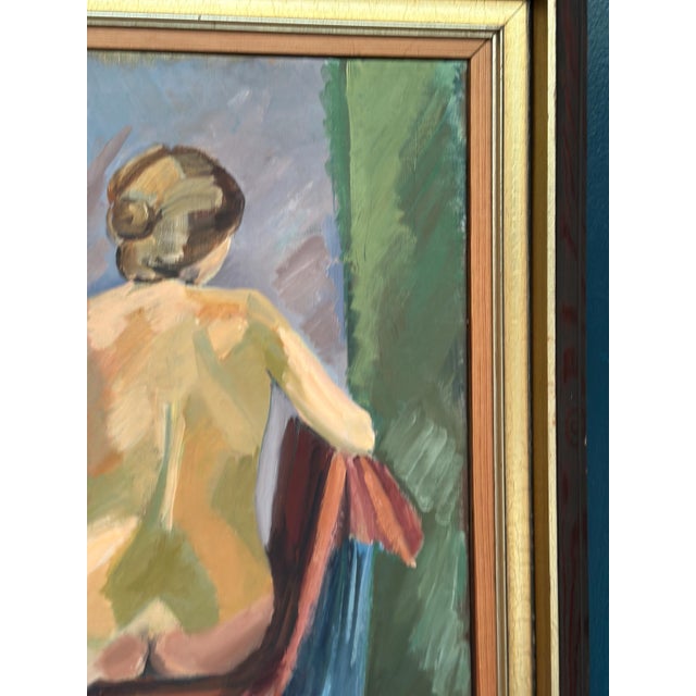 Attributed to Inger Hasselgren, Sitting Woman, 1950s, Oil on Canvas, Framed For Sale - Image 5 of 18