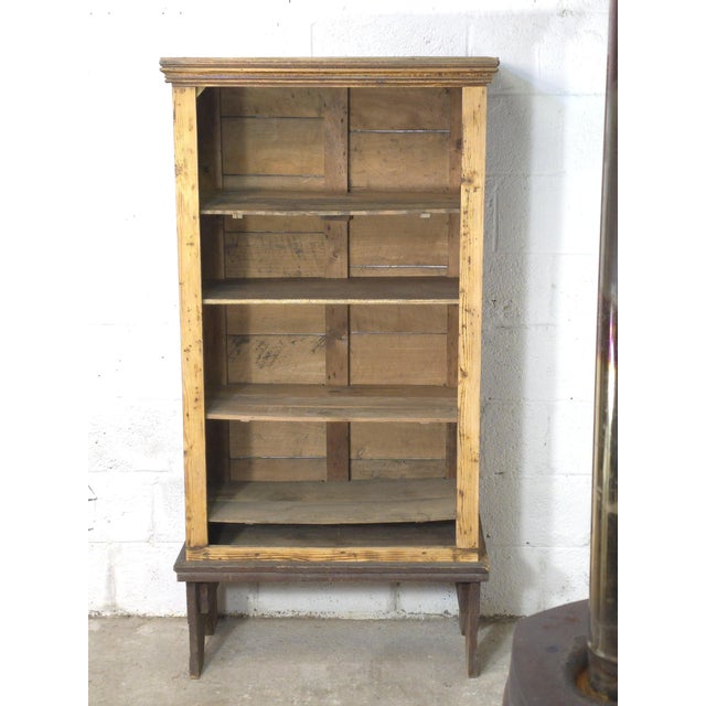 Antique wooden shelf on legs. Probably 19th century. Handcrafted. Regional art. Found in Hauts-de-France. Used in an old...