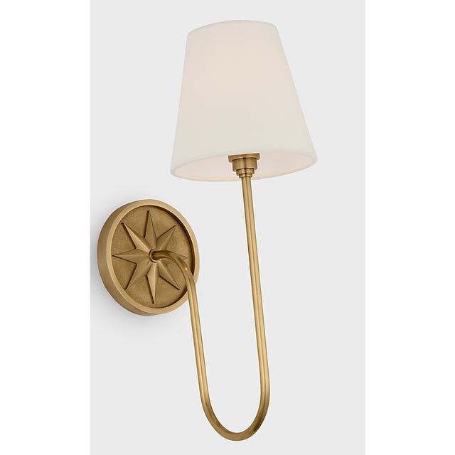 Traditional Chapman & Myers for Visual Comfort Signature Polaris 17" Single Sconce in Antique-Burnished Brass with Linen Shade For Sale - Image 3 of 7