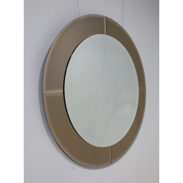 1980s Karl Springer Saturn Mirror With Bronzed Mirror Border For Sale - Image 5 of 6