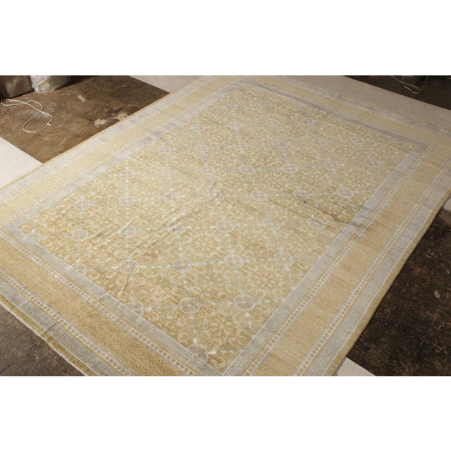 Transitional Rug & Kilim’s Transitional Style Rug in Blue, Beige-Brown Floral Pattern For Sale - Image 3 of 8