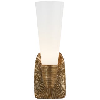 Kelly Wearstler for Visual Comfort Signature Utopia Small Single Bath Sconce in Gild with White Glass For Sale