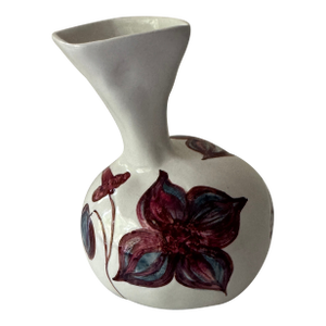 Vintage Bray Design Irish Pottery Vase | Handmade Ireland | Hand-Painted Clematis Floral | Studio Art Pottery | Irish Gift | Signed