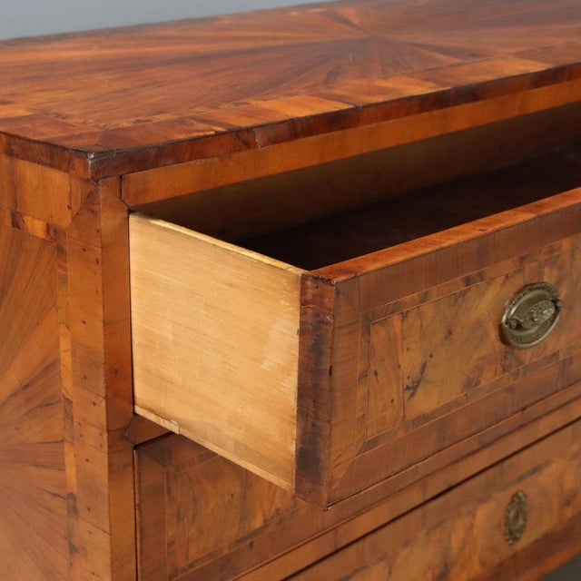 Neo-Classical Walnut and Burlwood Chest of Drawers For Sale - Image 3 of 12