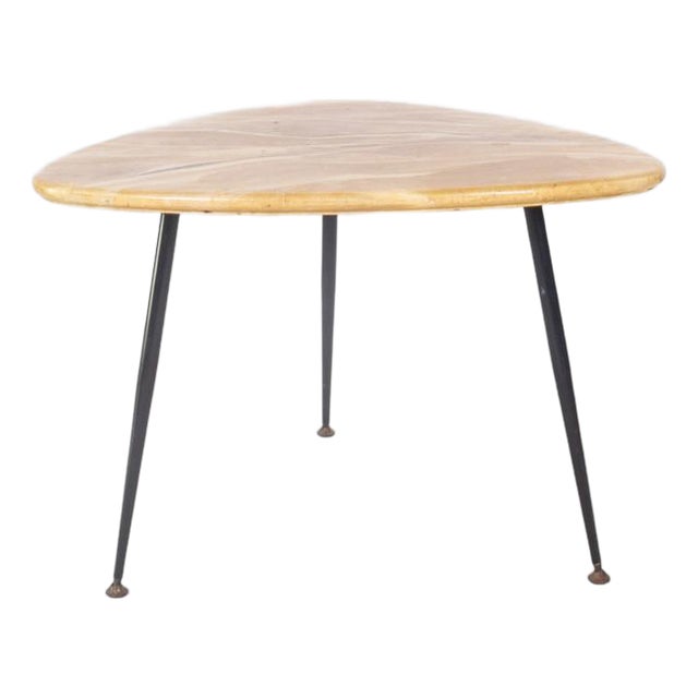 Vintage Triangular Coffee Table with Faux Marble Top, Italy, 1960s For Sale