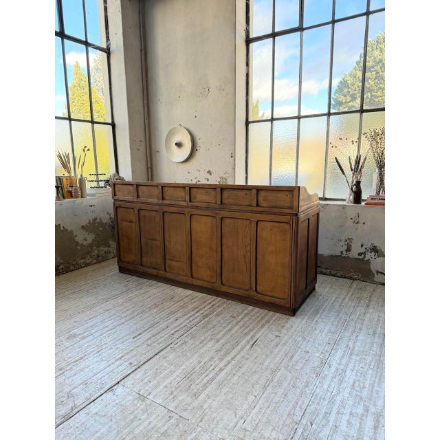 Brown Oak Shop Counter, 1950s For Sale - Image 8 of 18