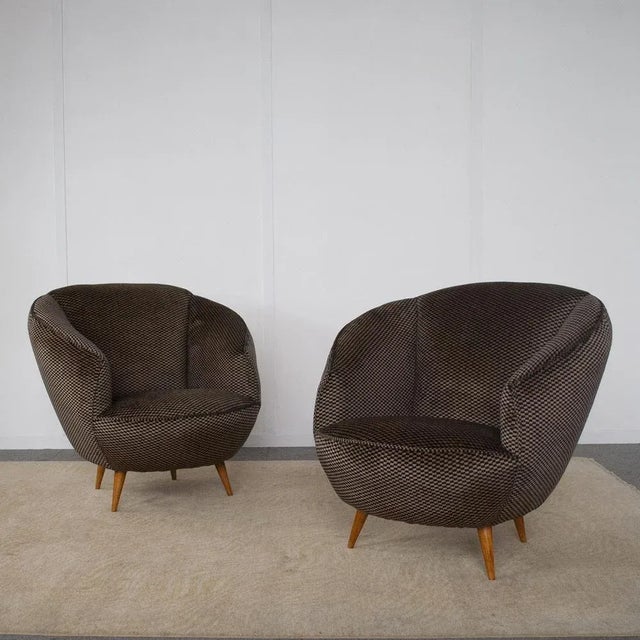 Mid-Century Modern Set of Armchairs attributed to Gio Ponti, 1950s For Sale - Image 3 of 8