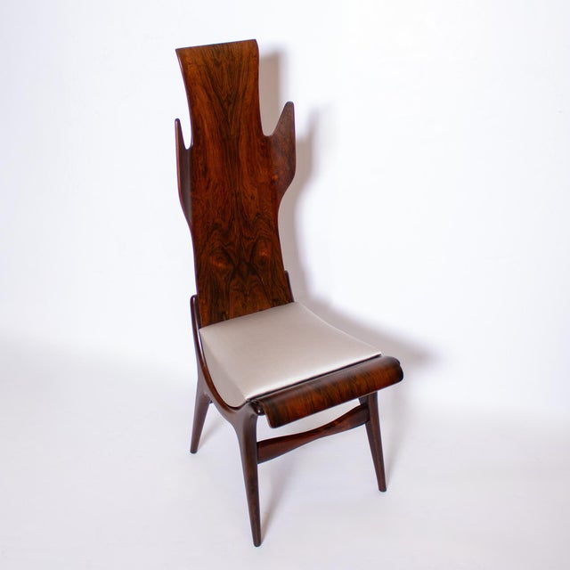 Brown Pair of 1950s Flame Dining chairs by Dante la Torre for Pozzi, Italy For Sale - Image 8 of 18