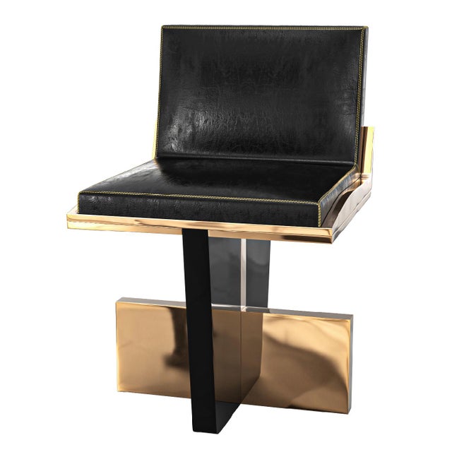 "Diamante" Chair With Bronze, Stainless Steel and Tailor Made Leather For Sale In Los Angeles - Image 6 of 6