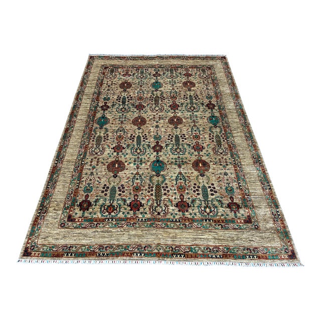 Ivory Persian Bakshaish Hand-Knotted Wool Rug - 8'1" X 11'3" For Sale