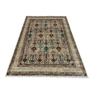Ivory Persian Bakshaish Hand-Knotted Wool Rug - 8'1" X 11'3"