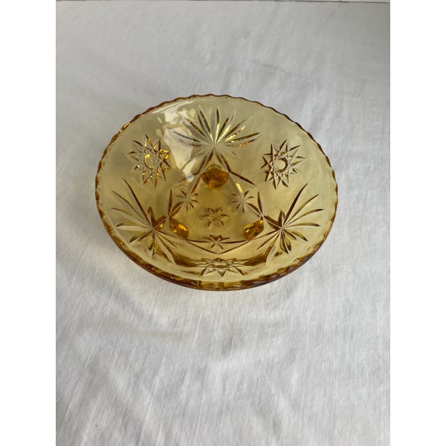 Vintage Anchor Hocking Amber Glass Footed Star of David Candy Dish For Sale - Image 9 of 9