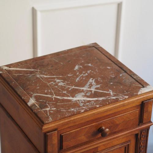 Stone Antique Bedside Table with Marble Top and Marble Lining, 1890s For Sale - Image 7 of 18