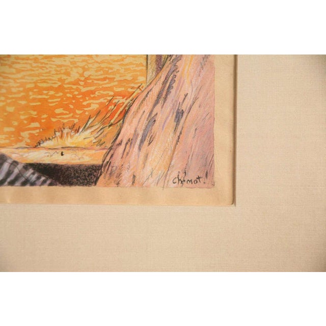 1920s Vintage Art Deco Edouard Chimot Watercolor Painting Custom Framed French For Sale - Image 5 of 11