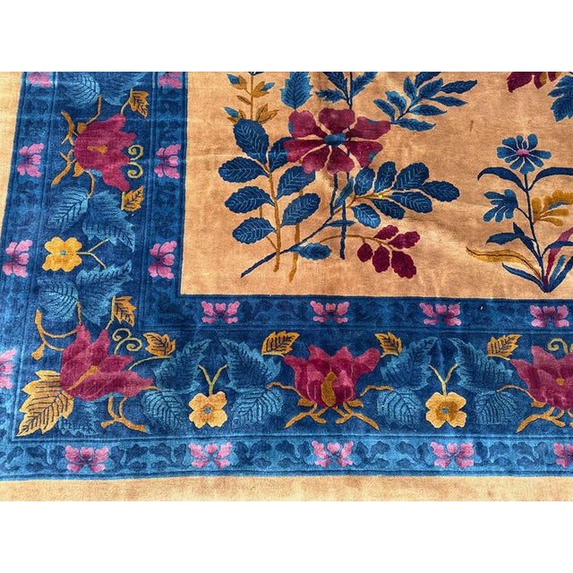 A Breathtaking 10' X 14' Antique Mandarin Art Deco Chinese Rug For Sale - Image 9 of 11