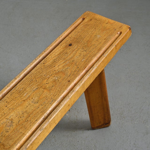 Dining Table and Benches in Larch Wood attributed to Christian Durupt, 1960, Set of 3 For Sale - Image 17 of 18