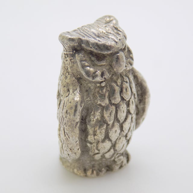 Vintage Italian Handmade Genuine Silver Micro Owl Dollhouse Miniature For Sale - Image 4 of 11