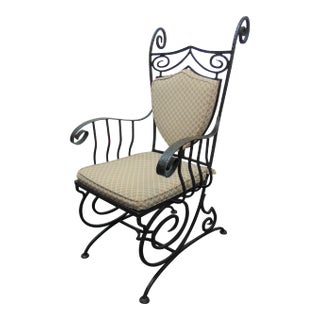 Hammered Iron Upholstered Armchair For Sale