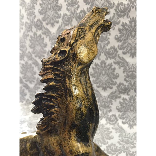 Vintage Horse Animal Sculpture on Oxolyte Marble Base , 1970s For Sale - Image 4 of 14