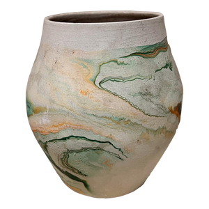 Nemadji Ceramic Indian Art Pottery Green Orange Vase Moose Lake