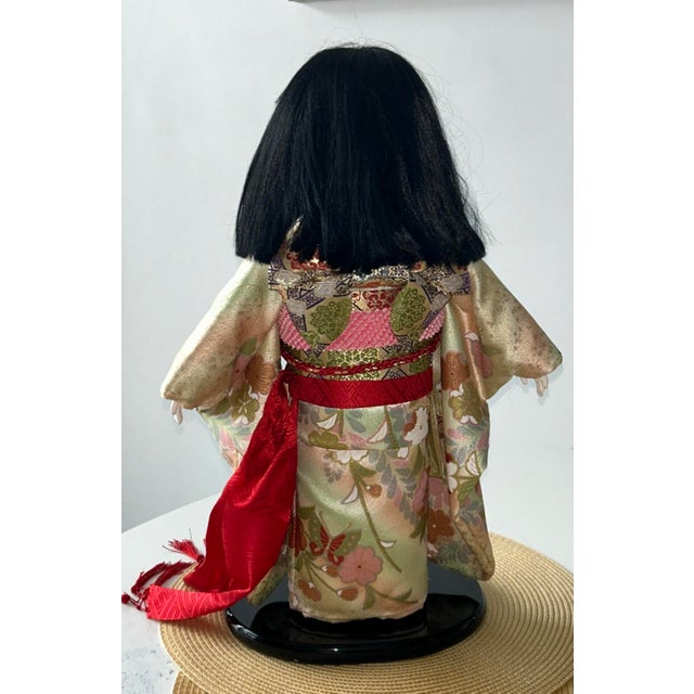 Mid 20th Century Mid 20th Century Traditional Japanese Ichimatsu Ningyo Doll Standing Ornate Floral Kimono 18.5”h For Sale - Image 5 of 12