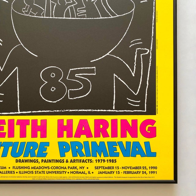 Keith Haring Vintage 1990 Lithograph Print Framed Large Pop Art Exhibition Poster " Untitled " 1985 For Sale - Image 15 of 15