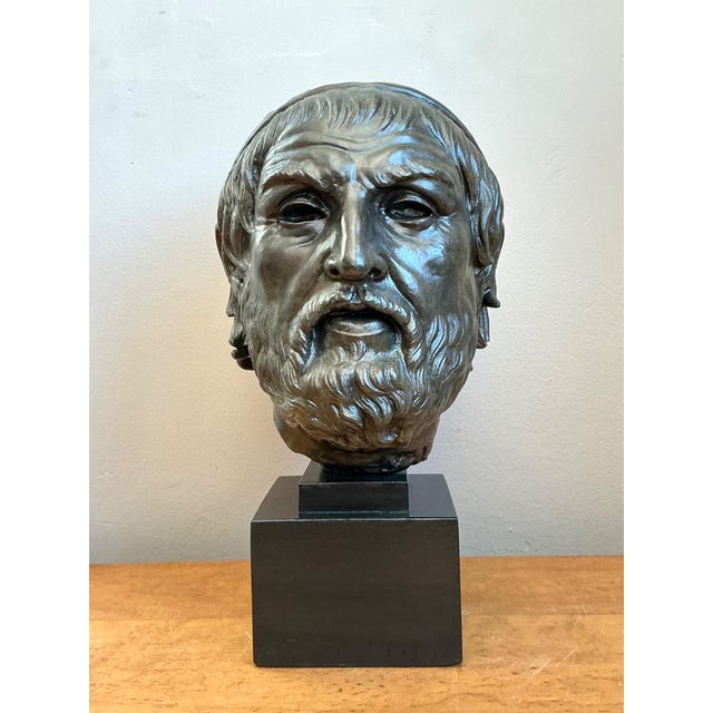 Mid 20th Century Vintage Bronze Classical Bust Sculpture of Sophocles For Sale - Image 5 of 18