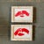 2020s Contemporary-2 Original Small “Flying Red Lips “ Paintings-Mother of Pearl Tabletop Frames For Sale - Image 5 of 5