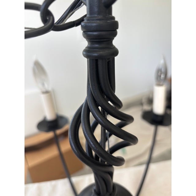 1990s 1990s Hubbardton Forge Hand-Forged Wrought Iron 6-Arm Candelabra Chandelier For Sale - Image 5 of 11