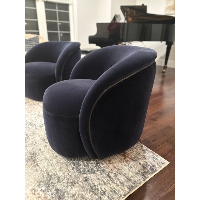 Laurrey Swivel Chair - Navy For Sale - Image 4 of 10