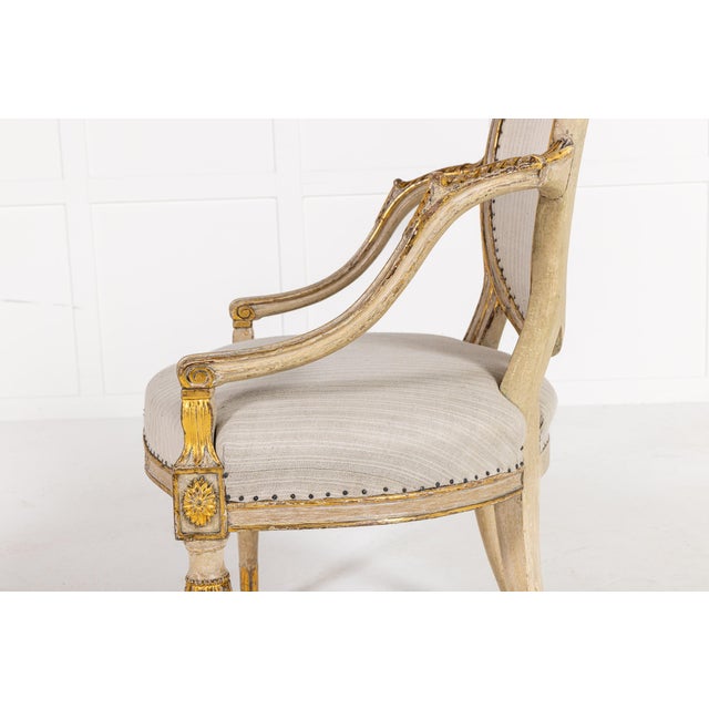Late 18th Century English Painted and Parcel Gilt Armchair For Sale - Image 12 of 15