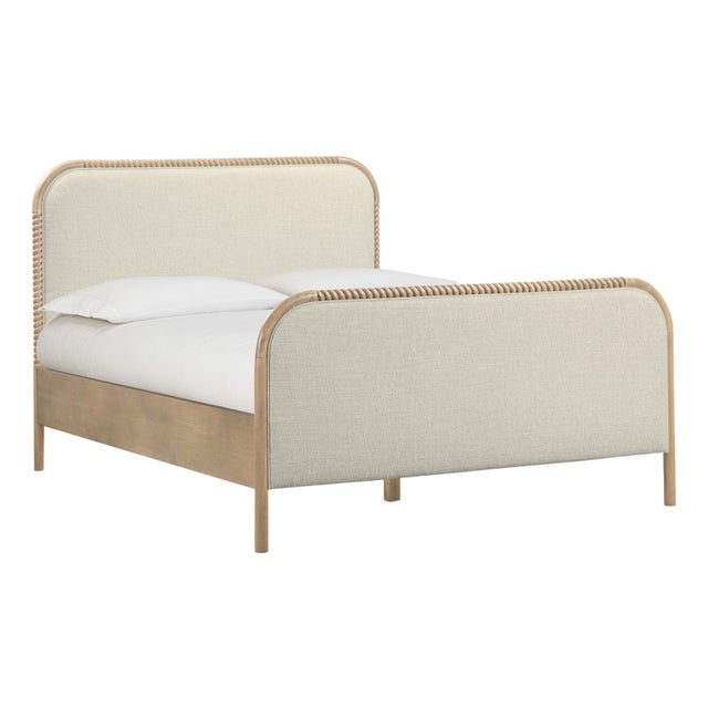 Hatia Natural Basketweave Queen Panel Bed For Sale