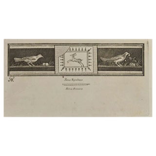 Nicola Fiorillo, Roman Still Life Fresco, Original Etching, 18th Century For Sale