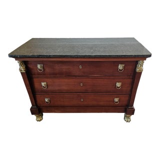 Circa 1820 French Restoration Period Empire Style Mahogany Antique Chest of Drawers Commode For Sale
