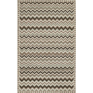 Erin Gates by Momeni Abbot Neutral Chevron Wool Rug 2'3" X 8' Runner For Sale