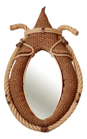 French Harness Mirror by by Adrien Audoux & Frida Minet, 1950s