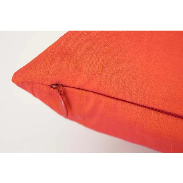 Decorative Burnt Orange Raw Silk Throw Pillow For Sale - Image 10 of 12