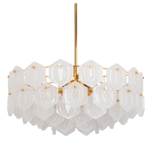 Gilt Brass and Crystal Glass Chandelier from Kinkeldey, Germany, 1970s For Sale