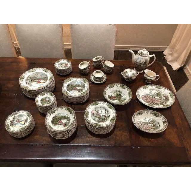 Ceramic Johnson Brothers "The Friendly Village" English Vintage Dinnerware Set- 116 Pieces For Sale - Image 7 of 7