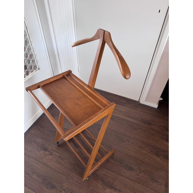 Brown Mid-Century Modernist Wooden Zigzag Valet Stand from Opal, 1950s For Sale - Image 8 of 12