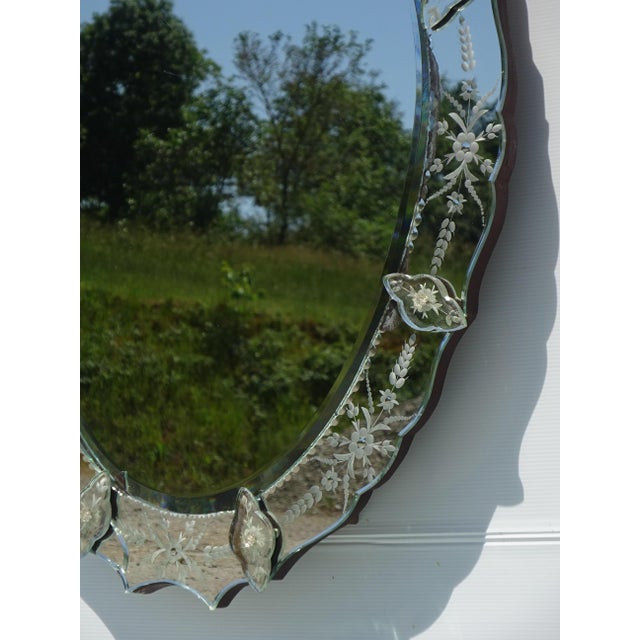 Vintage Venetian Oval Mirror with Pediment, 1950s For Sale - Image 18 of 18