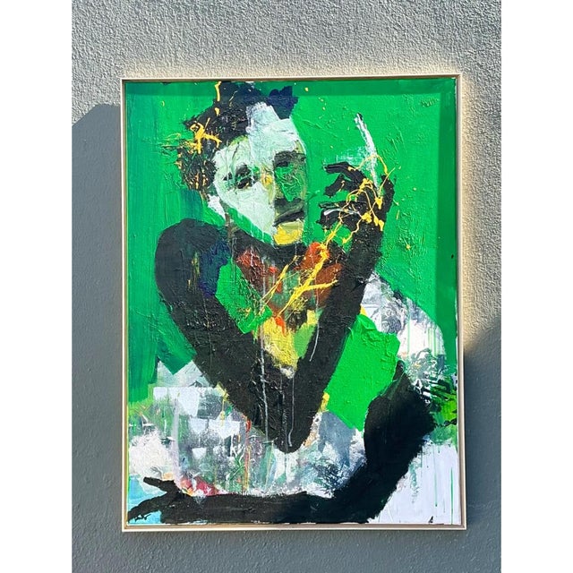 Wood Vintage Abstract Expressionist Original Oil on Canvas For Sale - Image 7 of 12