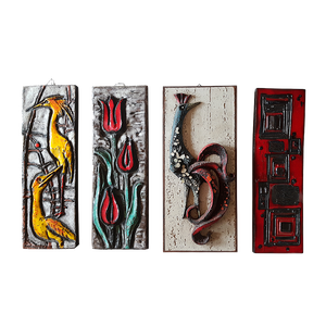Mid-Century Ceramic Wall Plaques, Set of 4