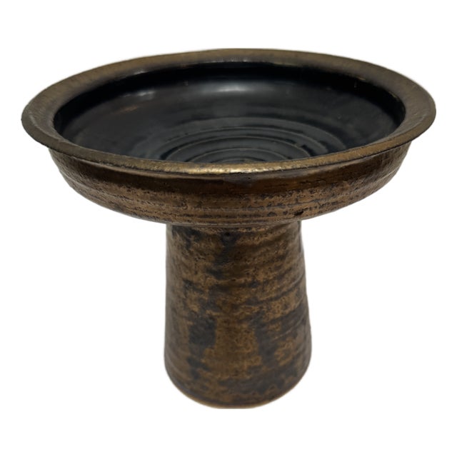 Somayaki Double Walled Ceramic Pedestal Stand, Signed For Sale