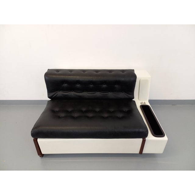 Vintage Italian Sofa Bed with Integrated Lighting in Skai, Fiberglass and Rosewood by Beka Tortuga, 1970s For Sale - Image 15 of 18