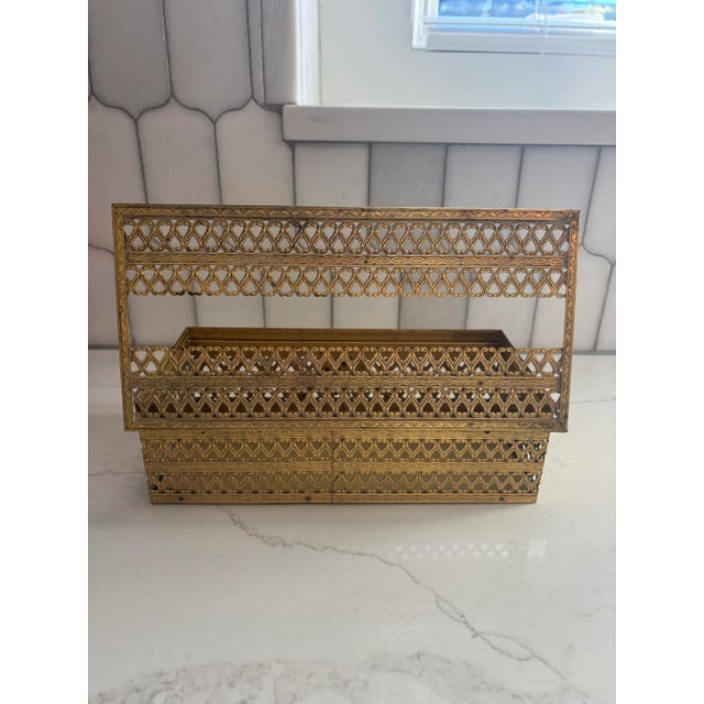 Mid 20th Century Vintage Brass French Style Tissue Box Holder For Sale - Image 5 of 11