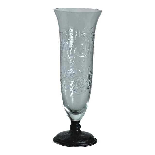 Pairpoint Cut Glass Vase With Sterling Silver Base (C. 1915) For Sale