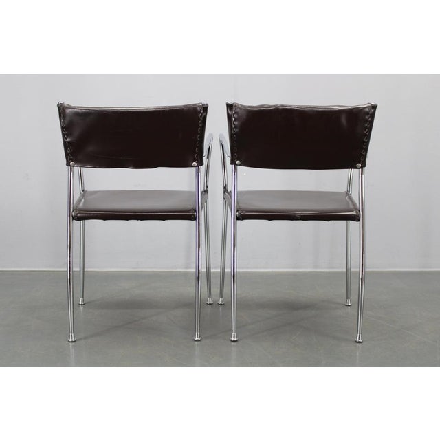 Mid-Century Modern Armchairs in Leather & Chrome from Arper, 1980s, Set of 6 For Sale - Image 14 of 18