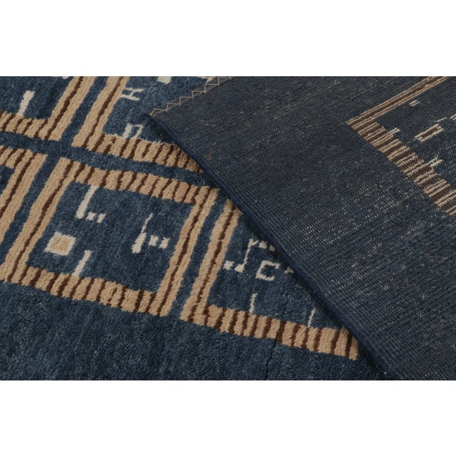 Ink Blue Contemporary Art Deco Style Geometric Blue Wool Rug by Rug & Kilim, India For Sale - Image 8 of 10