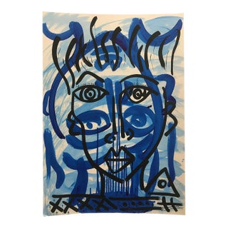 Peter Keil Abstract Portrait Painting - Iconic Blues For Sale